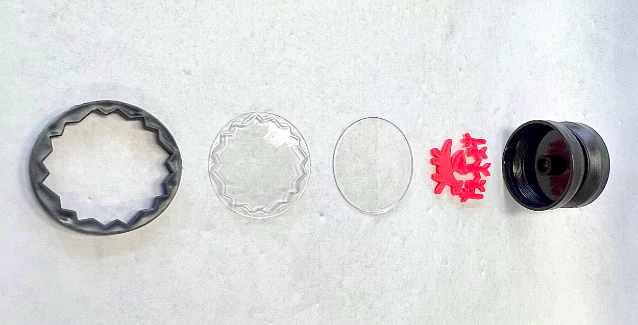 Exploded view of yo-yo components