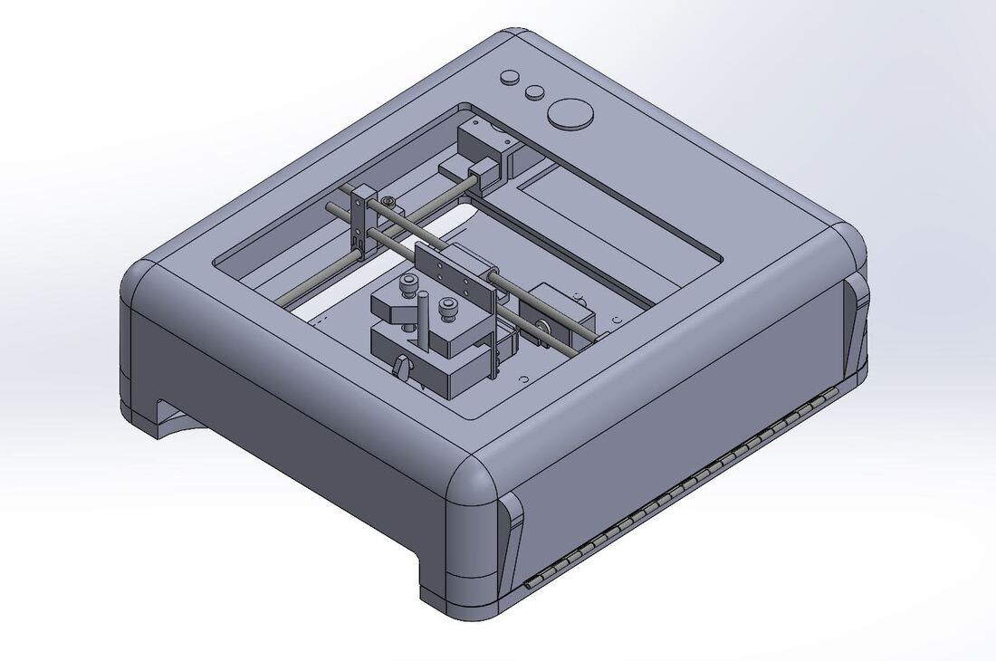 Integrated CAD of Scribbly enclosure and internal mechanism