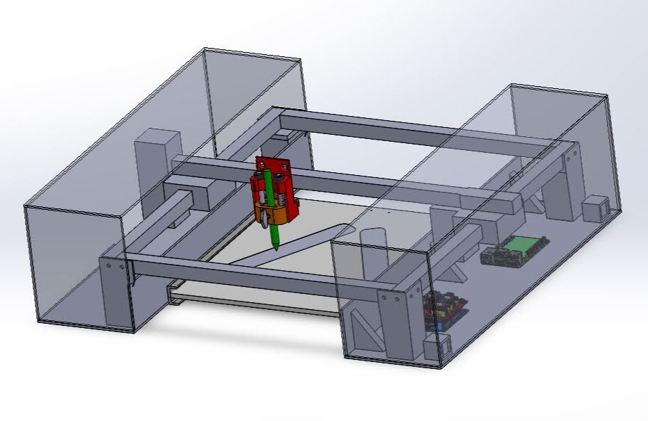 CAD model showing the internal Scribbly gantry