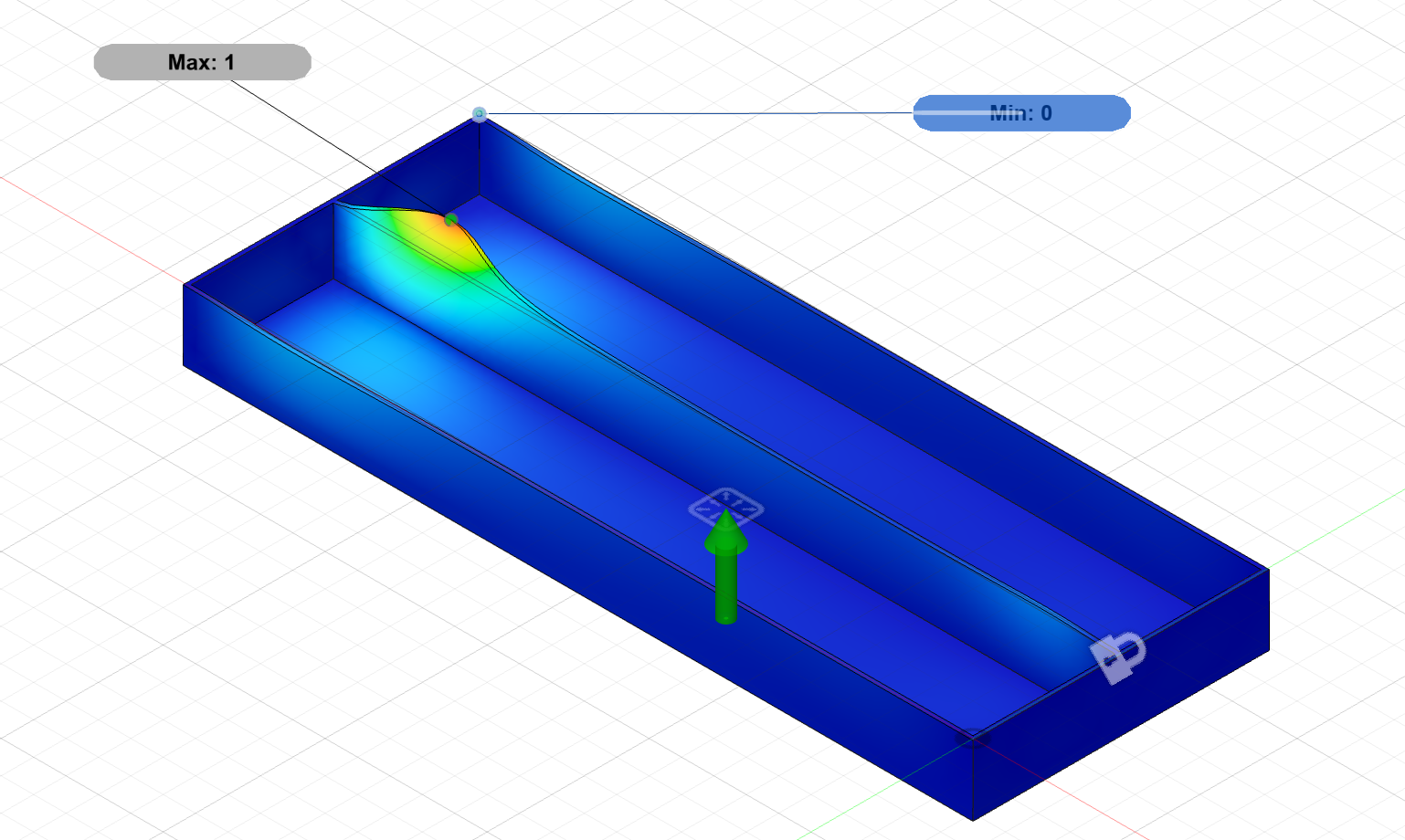FEA displacement plot for longitudinally reinforced floor